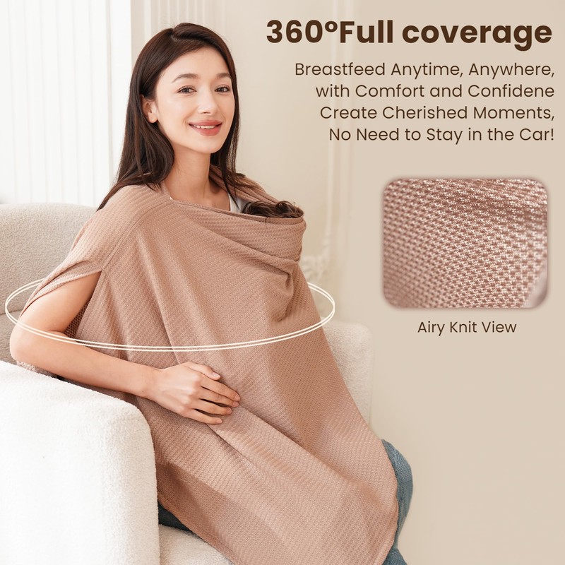 Konssy Nursing Cover for Breastfeeding, Soft & Breathable Privacy Poncho,