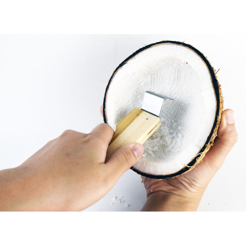 Small Size Wooden Handle Coconut Grater - Durable Sharp Stainless
