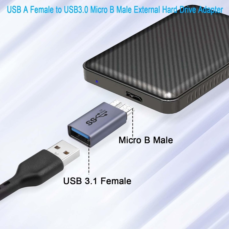 QIANRENON 10Gbps USB A Female to USB 3.0 Micro B