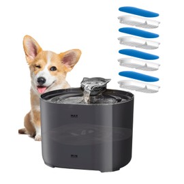 Meill Cat Water Fountain, 75Oz/2.2L Dog Water Bowl Dispenser with Filter Indoor for Small Pets, Automatic Shut-Off for Low Water Level, Water Level Visible, Ultra-Silent, 4 Filters, Black