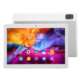 10.1 Inch Tablet PC, Silver, 5G WiFi, Talking Tablet PC, 1960 x 1080 HD IPS Display, 6 GB 128 GB Memory, Front 200 W Rear 500 W Camera, Deca Core CPU Processor, Suitable for Reading, (EU)