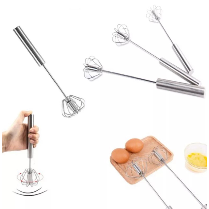 TIKA Semi-Automatic Egg Whisk – Stainless Steel Hand Push Beater