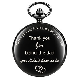 Stepdad Pocket Watch Father Day Gifts from Daughter Son Vintage Quartz Pocket Watches with Chain for Men Thank You for Loving Me as Your Own Thank You for Being The Dad You Didn't Have to Be