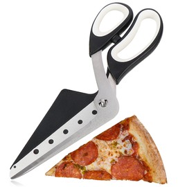 com-four® Pizza Scissors with Serving Surface, Pizza Cutter with Stainless Steel Blades and Integrated Pizza Shovel (1 x Pizza Scissors 27 cm)
