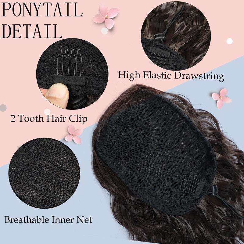 Detean 10 inch Ponytail Extension Drawstring Ponytail for Black Women