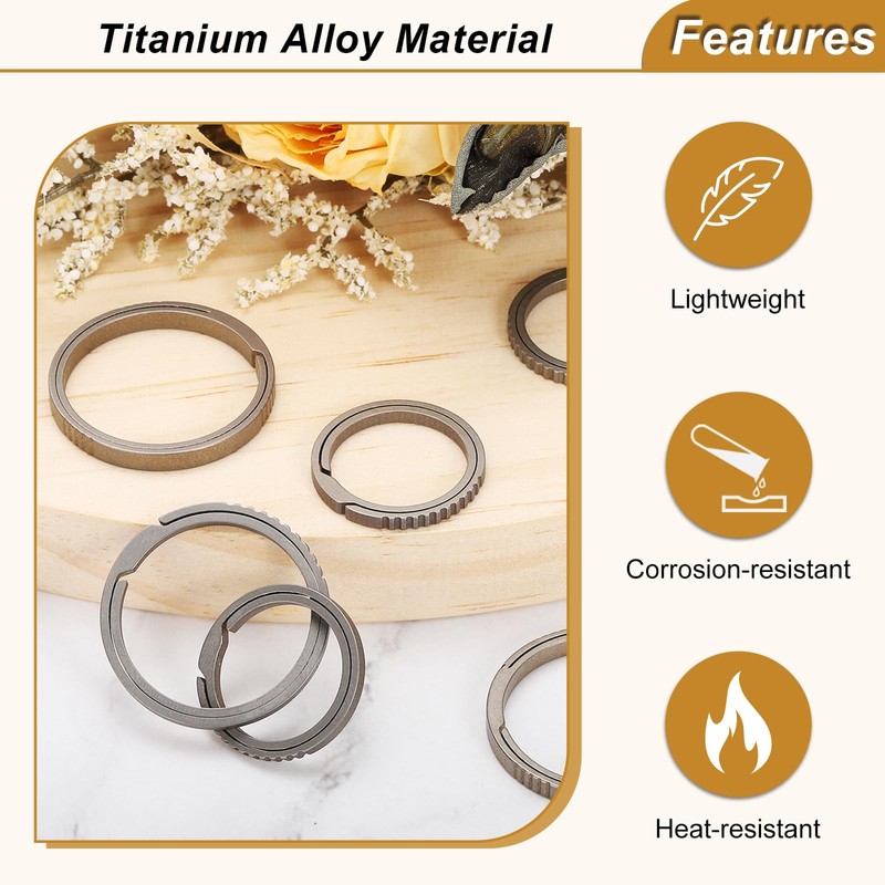 sourcing map Titanium Keychain Rings, 2 Pcs 0.75-inch Split Side