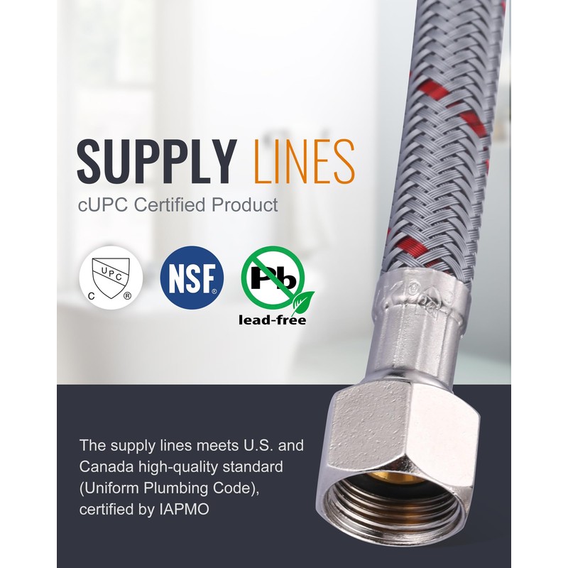 Faucet Supply Lines: WOWOW 40" Bathroom Sink Faucet Hose, Braided
