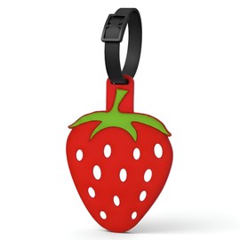 Cute Strawberry Luggage Tag – Durable Silicone Bag ID Name Label for Suitcases & Backpacks, Easy-to-Spot Travel Tag for Kids & Adults, Family Vacations, School Trips & Holiday Travel