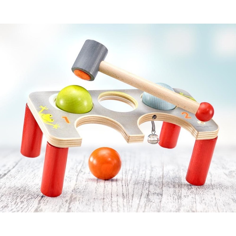 Selecta 62060 Wooden Knock Bench Multi-Coloured 22 cm