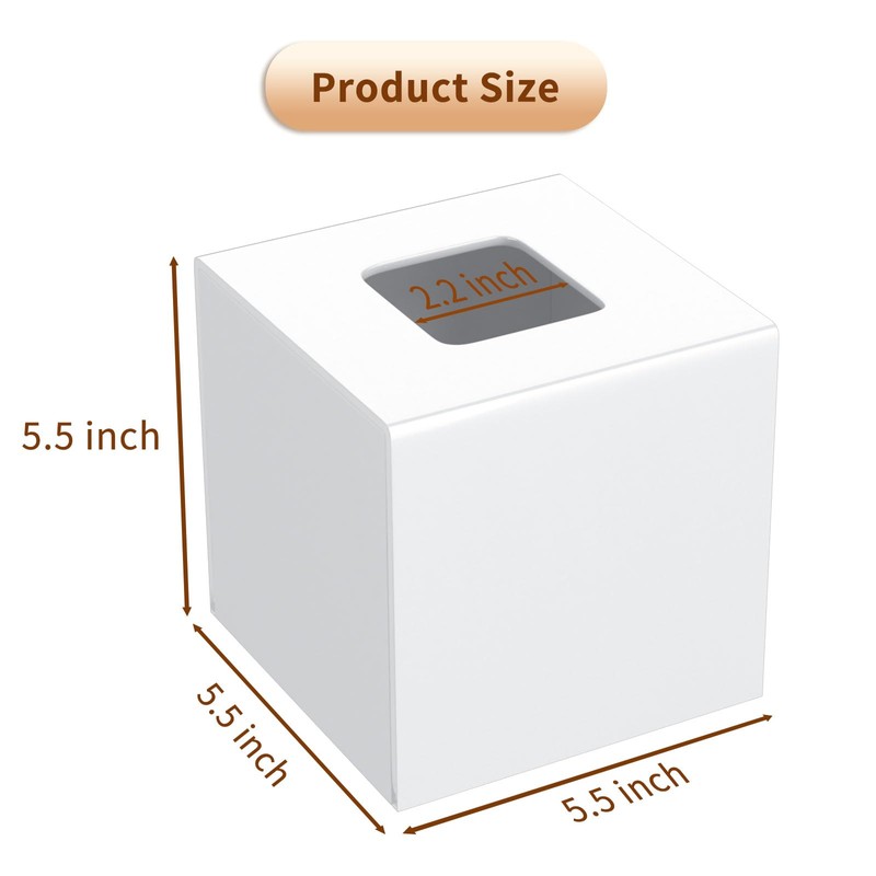 AITEE Acrylic Tissue Box Cover: White Square Tissue Holder Napkin
