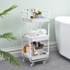 TOOLF 3-Tier Storage Rolling Cart, Kitchen Utility Cart with Wheels,