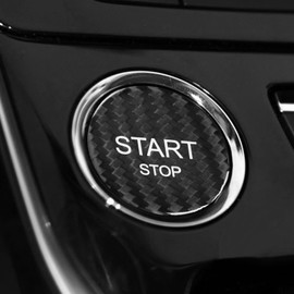 Engine Start Stop Button Switch Cover, Engine Start Stop Button Switch Cover, Carbon Fiber Ignition Starter Switch Sticker Replacement for Peugeot 408 308S 508 (Black)