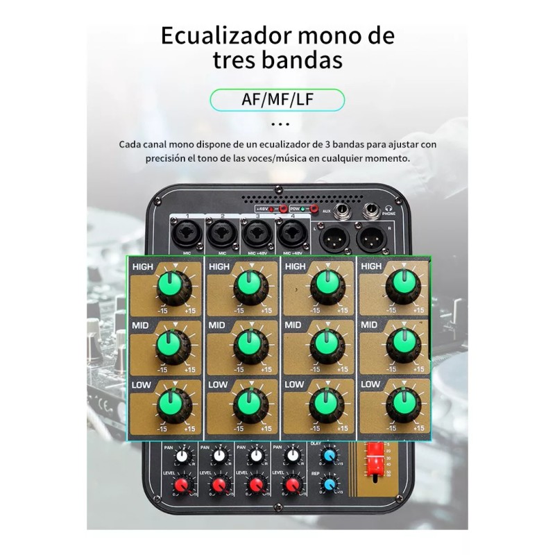 Genéric Audio Consola Mezclador Bluetooth Usb Mixer De 6 Canales