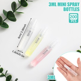 Zhehao 200 Pcs Mini Spray Bottles Clear Plastic Perfume Bottles Refillable Fine Mist Perfume Atomizer Portable Empty Sample Containers for Cleaning, Essential Oils, Travel (3 ml)