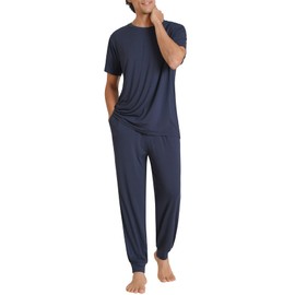 Latuza - Conjunto de pijama para hombre, suave, cómodo, de viscosa de bambú, marino, Large