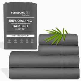 Hotel Quality Luxury King Sheet Set 4 Piece – 100% Organically Grown Bamboo Viscose, Ultra Soft, Cooling & Moisture-Wicking, 18-Inch Deep Pocket, Premium Dark Grey Sheets