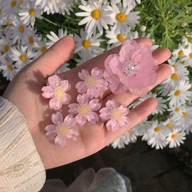 Cherry Blossom Hair Clips, Set of 11, Hair Clips, Small, Cherry Blossom Hair Clip, Large, Camellia Hair Pin, Cute, Hair Clip, Forest Girl, Princess, Sparkling, Hair Ornament, Stylish, Hair Accessory