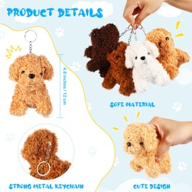 12 Pieces Mini Plush Dogs Stuffed Puppy with Keychains Dog Party Favors Small Stuffed Animals Mini Soft Toys for Kids Fillers Carnival Prizes Birthday Party, 4.8 Inch (Cute Style)