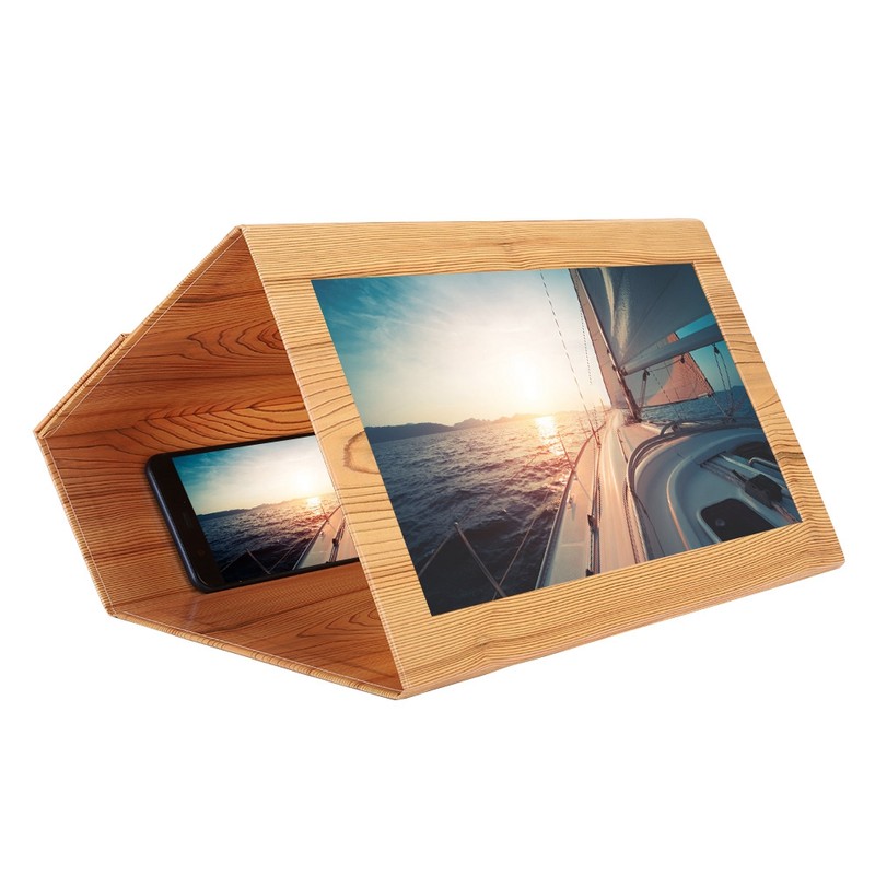 12inch Wood Grain HD Foldable Waterproof Mobile Phone Screen Amplifier