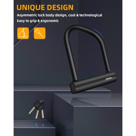 NDakter Bike Locks Heavy Duty Anti Theft 18mm Thick, Motorcycle U Lock with 4FT x 6mm Moped Chain, 3Keys Large U-Shape Electric Bicycle Wheel Lock for Ebike, Escooter, Fat-Tire Dirt-Bike, Tricycle