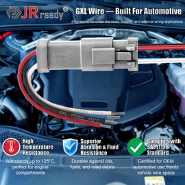 JRready 2 Pin DT Connector Pigtail Harness, 4 Sets - Full IP67 Waterproof System with GXL(SAE J1128) 16AWG Automotive Wire for Engine Bay, Chassis, LED Light Harness Repair (ST9028-0204)