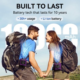 Waist Fan With Flashlight,Personal Fan Portable USB Rechargeable Waist Clip Fan Working Fan Hand Free 10000mAh, 36hours Wearable Cooler Fan