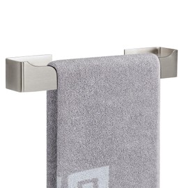 NearMoon Self Adhesive Hand Towel Holder/Towel Ring, Stainless Steel Hand Towel Bar Rustproof Stick on Wall-Towel Rack for Bathroom/Kitchen, Square Adhesive and Wall Mounted (14 Inch, Brushed Nickel)