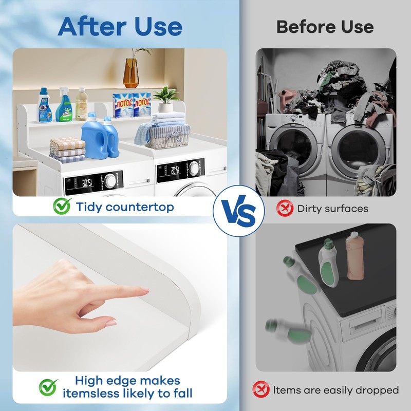 Noafocks Washer and Dryer Covers - Top Wood Countertop Washer