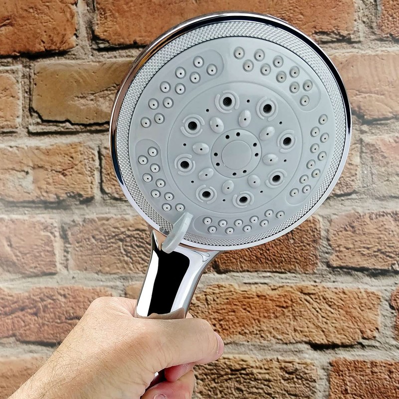ECOSPA Large Shower Head Universal Bath Shower Handheld Handset Chrome