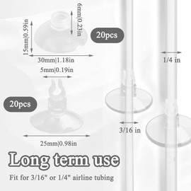 PKRFCJ Aquarium Suction Cups for Tubing 20 Pack,Aquarium Plant Holder Suction Cup with 20*Aquariums Suction Cups,Adjustable,for Fish Tank Decoration, Moss, Shrimp Nest, Plant Holders