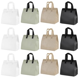 Chanseen 12Pcs Insulated Take Away Bags Disposable Cooler Bag Thermal Lunch Grocery Take Out Bags for Coffee Milk Tea Hot Cold Drink Fresh Food Delivery