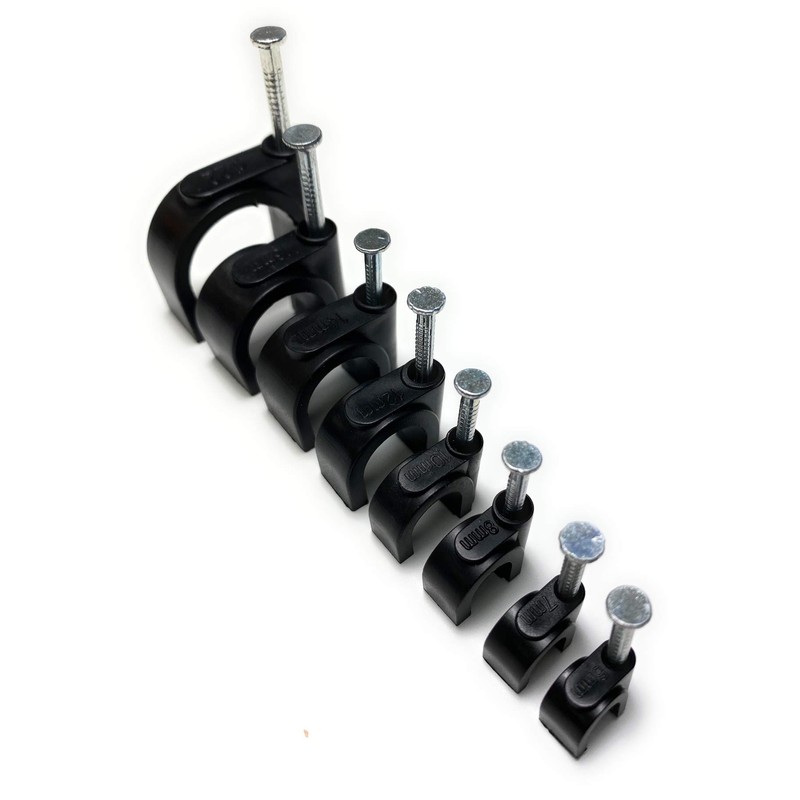 TR Cable® Pack of 50 Round Black Cable Clips with