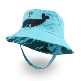 XIAOHAWANG Baby Sun Hat Boys Girls Toddler Summer Bucket Outdoor Child Beach Caps UPF 50+ (Whale, 52cm(2-4 Years))