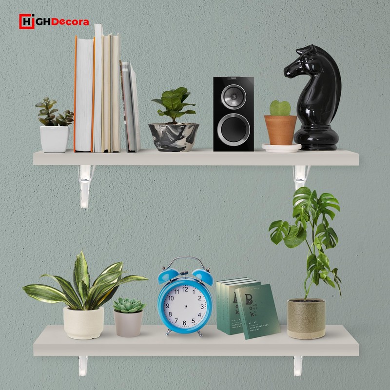highdecora Floating Shelves Wall Mounted Ligh Grey Depth 250mm Set