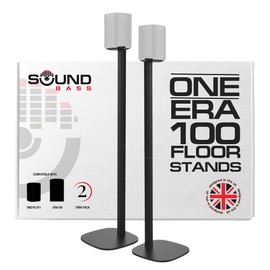 Sound Bass One / ERA100 Floor Stand Twin Pack (2pcs), Black | Compatible with Sonos One, Play:1, One Gen 2, One SL | Future-Proof Design Also Compatible with ERA 100, Designed by Sound Bass UK, Pair