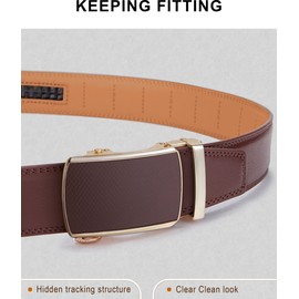 BULLIANT Men's Ratchet Leather Belt, Automatic Clasp, for Men’s Suit, Business Clothing, Width 35 mm, Size Adjusted