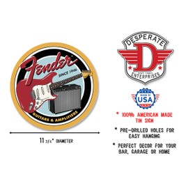 Desperate Enterprises Guitars & Amplifiers Round Tin Sign, 11.75" Diameter