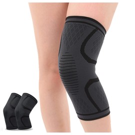 Knee Braces for Knee Pain, 2 Pack Knee Pads Knee Sleeves Weightlifting Knee Compression Sleeve, Knee Support Knee Flex Wrap Knee Sleeves (Large, Black)