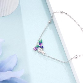 qielizhu Hummingbird Bracelet 925 Sterling Silver Hummingbird Gifts for Women Humming bird Gift Ideas for Mom Wife
