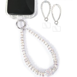 2 Pieces Phone Wrist Strap Pearl Beaded Phone Charm Cell Phone Strap Detachable with Tether Tab, Hands-Free Wristlet Bracelet Phone Lanyard Wrist