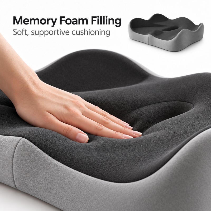 Memory Foam Seat Cushion for Office & Car – Non-Slip