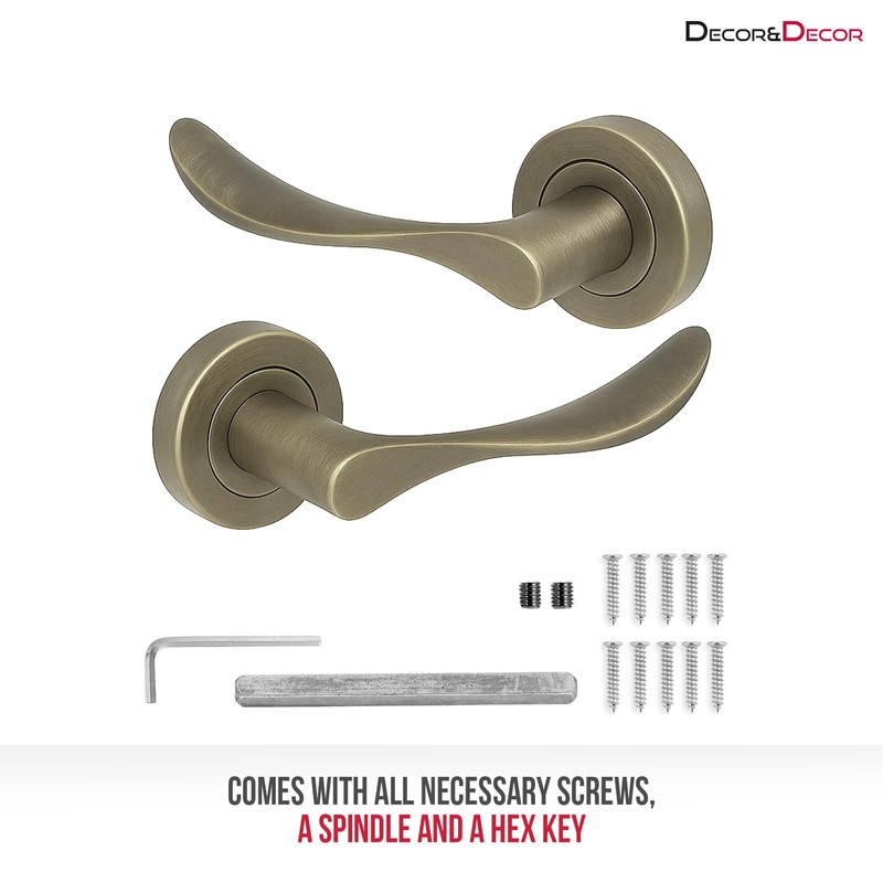 Decoranddecor Nimbus Antique Brass Door Handle Levers – Aluminium Alloy