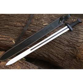Stainless Steel Viking Sword Customized with Leather Sheath (Fully Functional/Battle Ready Sword) Cosplay Kingdom