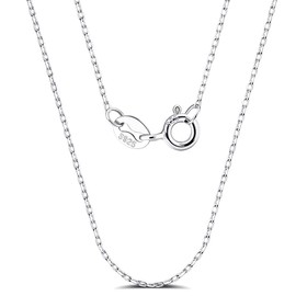 EPHSUNA Sterling Silver 1 mm Cable 16” 18" 20" 22" 24” 26" Inches Chain Necklace For Women (16 Inches (Choker Length), Silver)