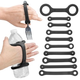 EaZyHold 10 Pack Universal Silicone Grip Assist Cuffs, Adaptive Aid for Daily Tasks, Assists Kids and Seniors with Limited Mobility, Disabilities, Stroke Recovery, Black Color