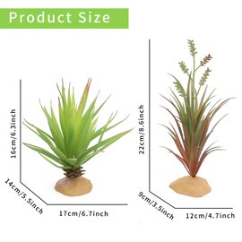 JIHAQUA Reptile Terrarium Decor 2-Piece Realistic Succulent Set,Lifelike Plastic Plants for Geckos, Bearded Dragons,Snakes,Turtles,Lizards,Insects Reptile Habitats