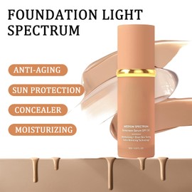 Foundation 4 in 1 - Medium Spectrum with SPF 50+ Inspired, Hydrating Color Changing Foundation Makeup Liquid - Longwearing & Waterproof for Sport, Dancing (Natural Color)