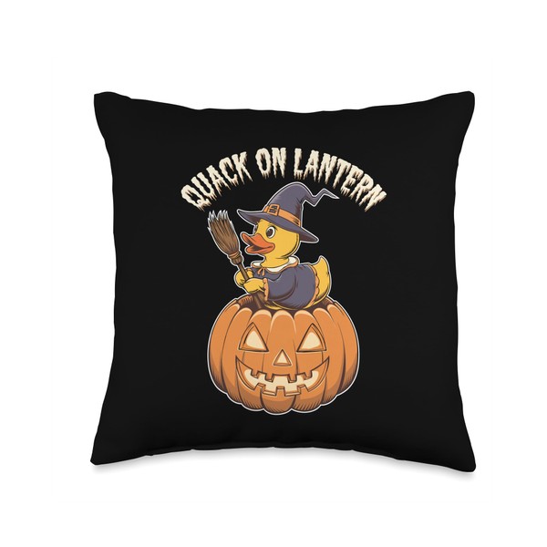Halloween Rubber Duck, Quack On Lantern, Duck Lover Throw Pillow