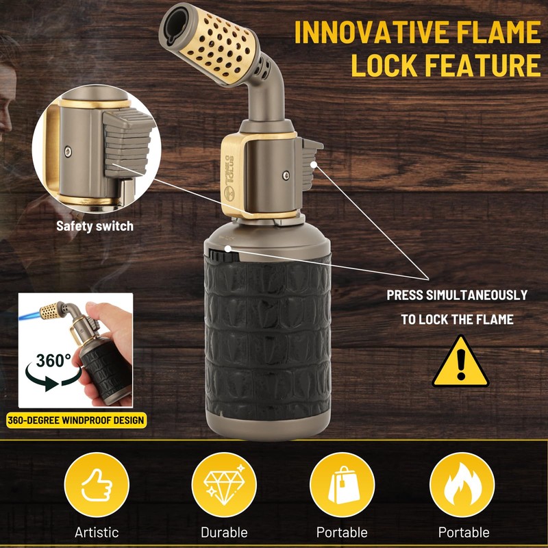 Blow Torch, Professional Kitchen Cooking Butane Torch with Safety Lock