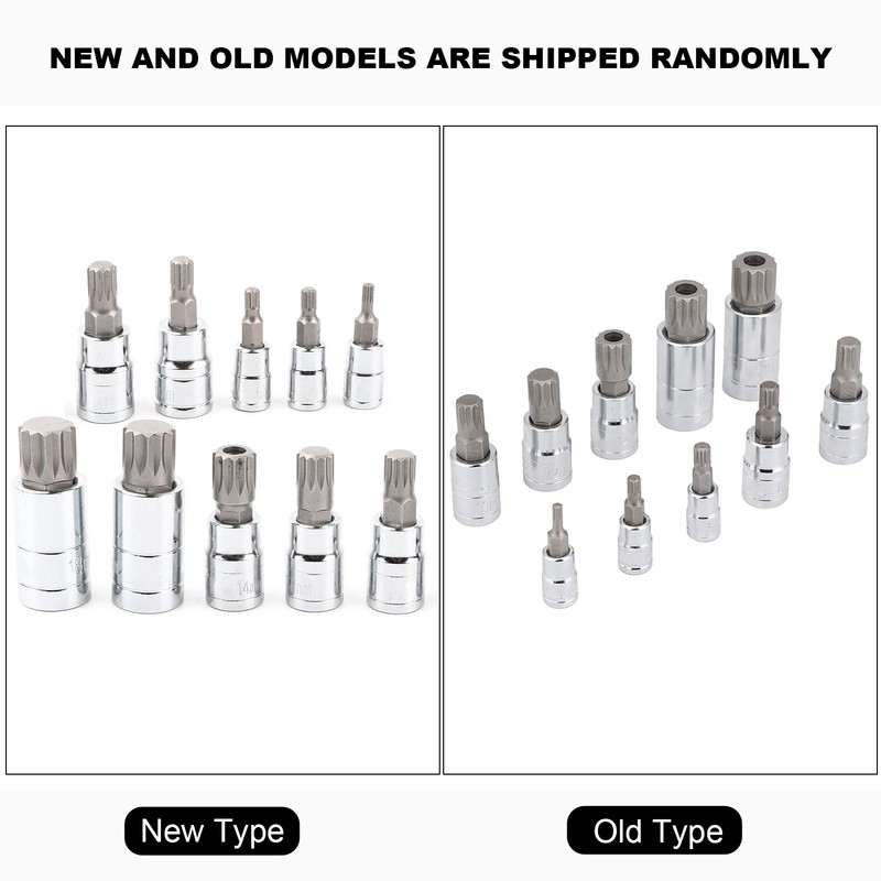 10Pcs 12 Point Triple Square Splined Bit Socket Set M4-M18